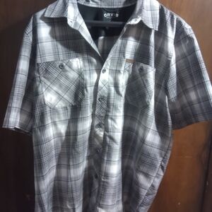 Orvis Black and White Plaid Casual Shirt